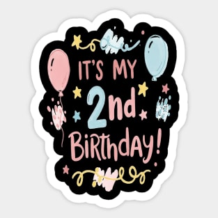 Two-riffic Birthday Tee - Level 2 Unlocked! Festive Second Birthday Fun Sticker